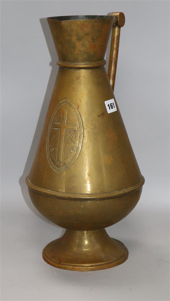 A Dresser style brass jug height 46cm